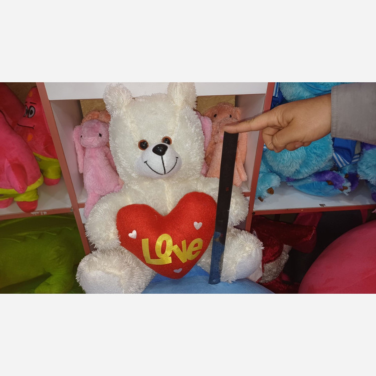 عروسک خرس نشسته قلب دار ( ارتفاع 35 سانت )
