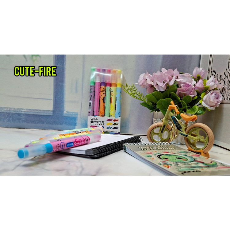 ماژیک فسفری قلمی در 6 رنگ دو سر وارداتی