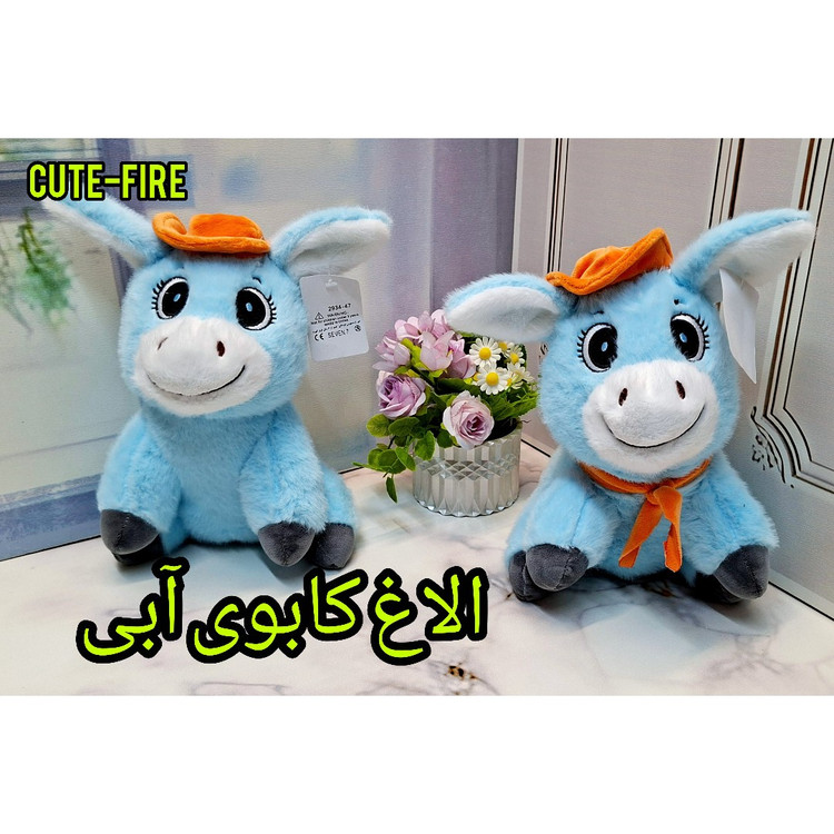عروسک الاغ مهربان خاکستری و الاغ کابوی آبی کلاه دار وارداتی ضد حساسیت با کیفیت