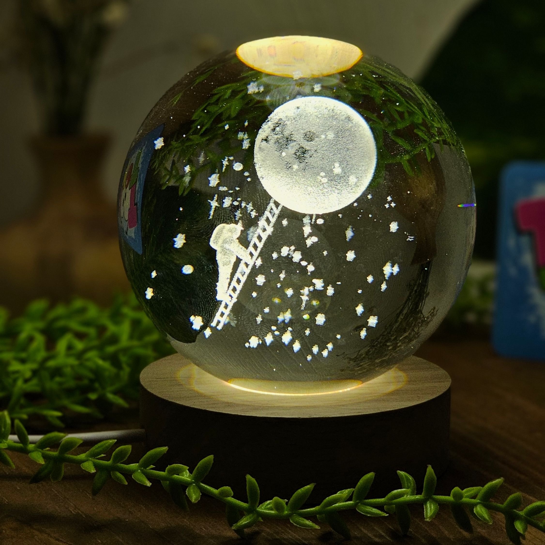چراغ خواب گوی کریستالی 8 سانت
