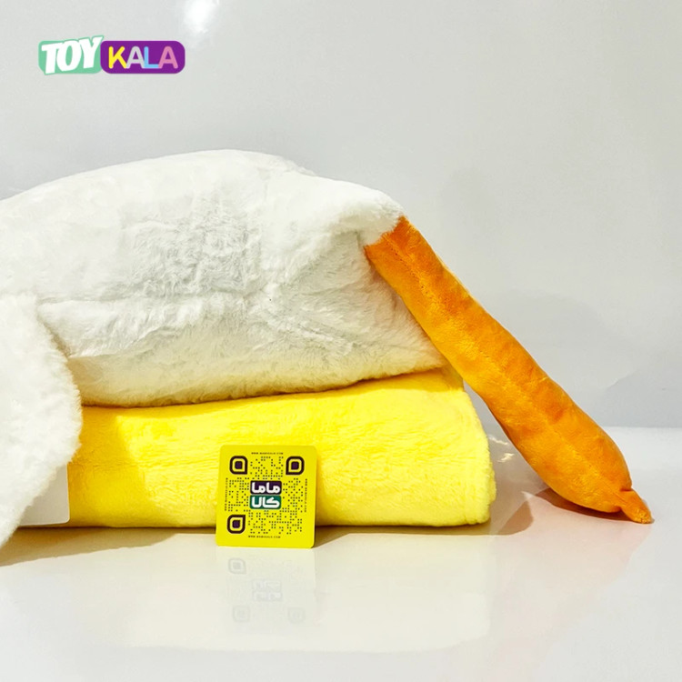 عروسک پتوبالشتی غاز با پتوی زرد 80 سانتیمتر