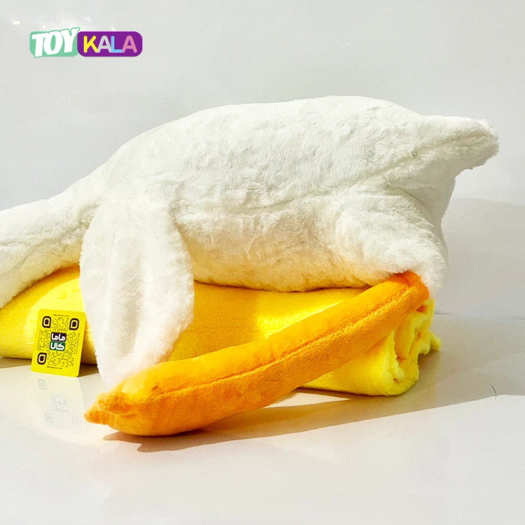 عروسک پتوبالشتی غاز با پتوی زرد 80 سانتیمتر