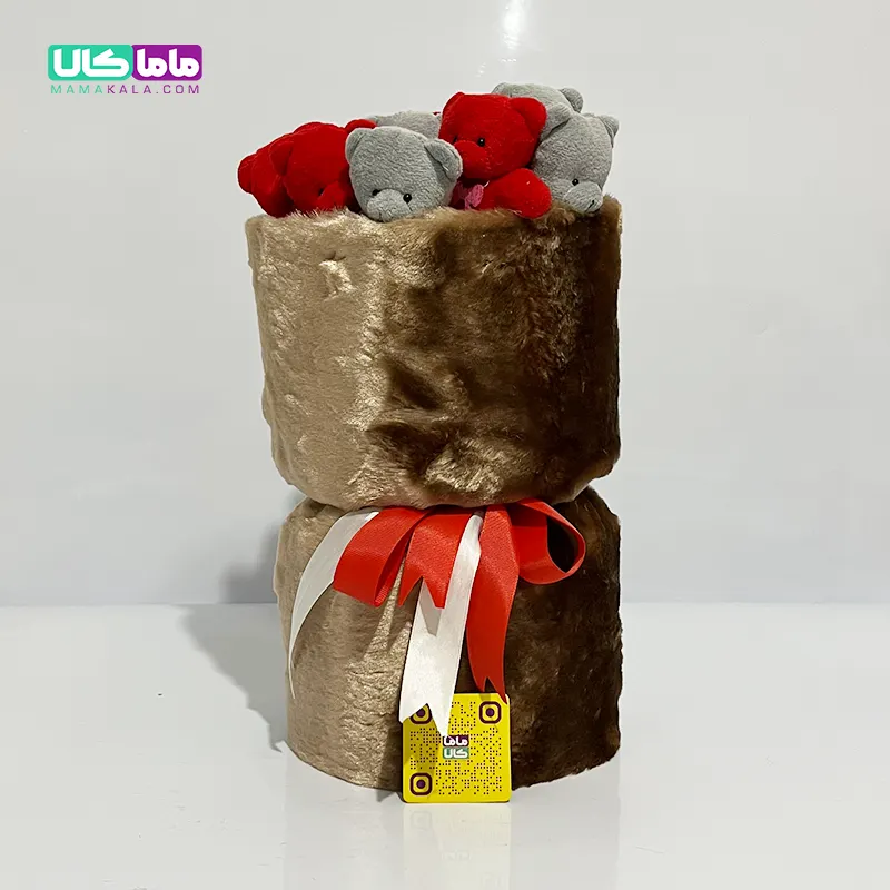 بوکت دسته گل برنزی عروسک خرس تدی کد 09