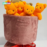 بوکت دسته گل قهوه ای عروسک خرس تدی کد 12