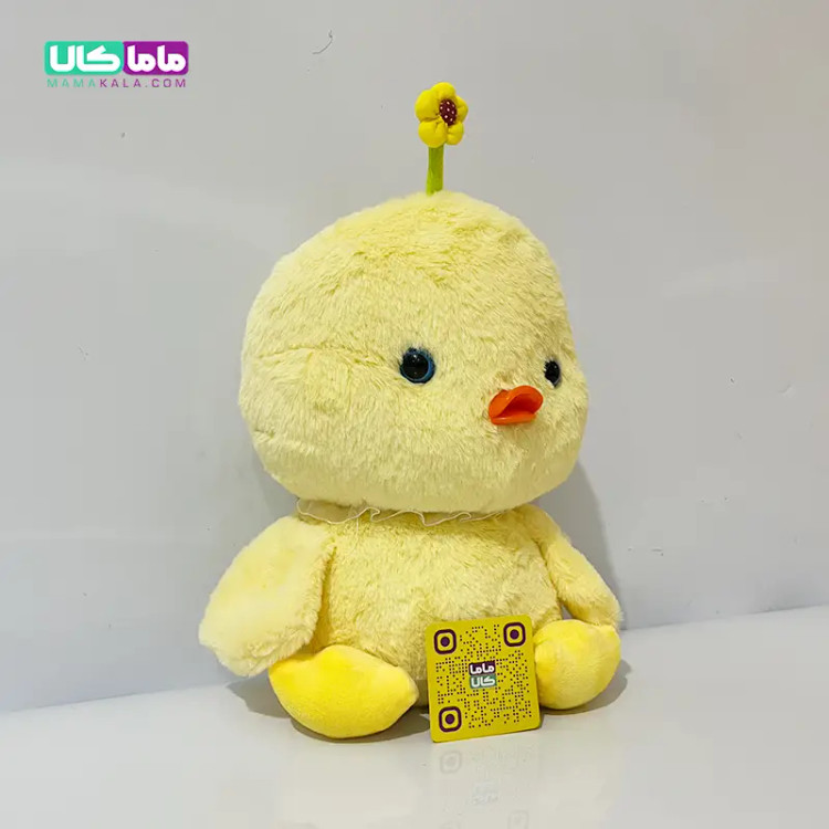 عروسک جوجه زرد گل به سر 35 سانتیمتر