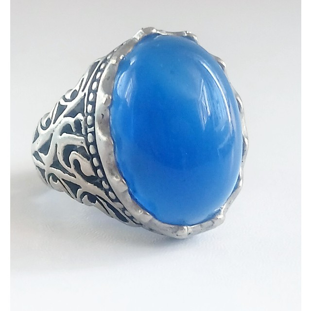 انگشتر عقیق آبی آبدار ناب