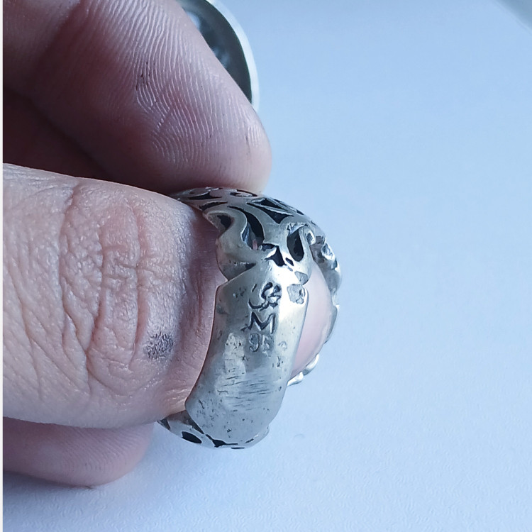 رکاب انگشتر نقره عیار پایین حک 95 محمدی
