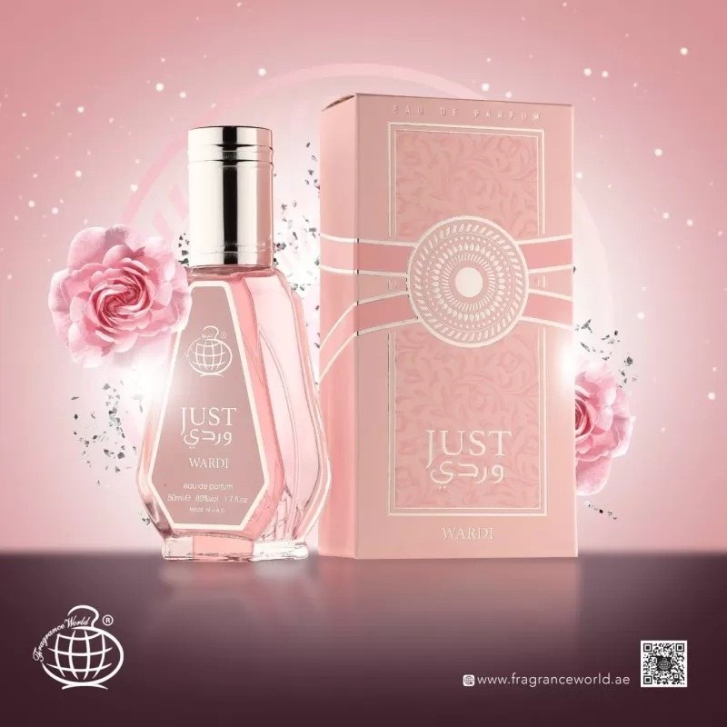 عطر زنانه 50 میل فراگرانس ورد جاست وردی (مشابه لطافه یارا) Fragrance World Just Wardi