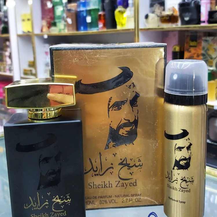 عطر ادکلن شیخ زاید Sheikh Zayed طلایی،مشکی برند ارض الخلیج 80 میل