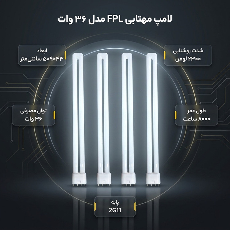 لامپ مهتابی 36 وات مدل FPL پایه 2G11 بسته 4 عددی