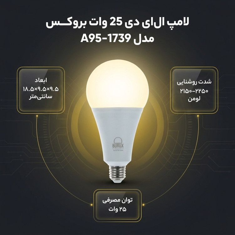 لامپ ال ای دی 25 وات بروکس مدل 1739-A95 پایه E27