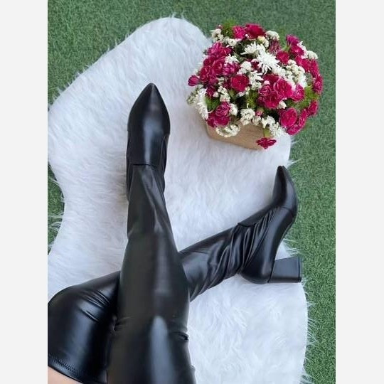 بوت جورابی بالازانو چرمی و سوییت