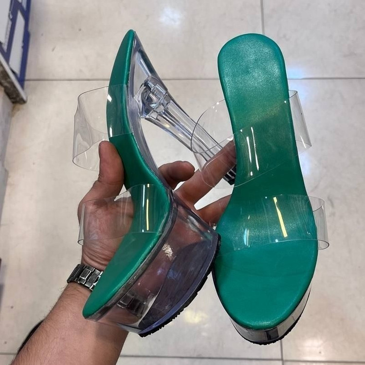 صندل طلقی پاشنه شیشه ای