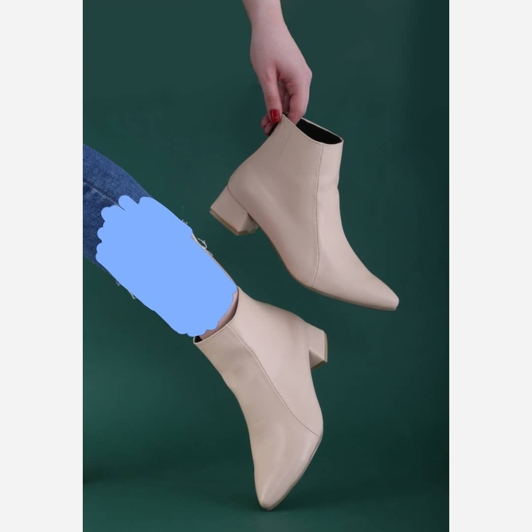 بوت زنانه پاشنه کوتاه کرم مشکی