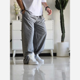 شلوار اسلش فول بگ مردانه و زنانه پارچه ملانژ رنگ طوسی سایز XXL و XXXL