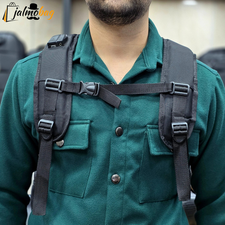 کوله پشتی اسپرت 11 زیپ پارچه ریپس وارداتی با محفظه لپ تاپ