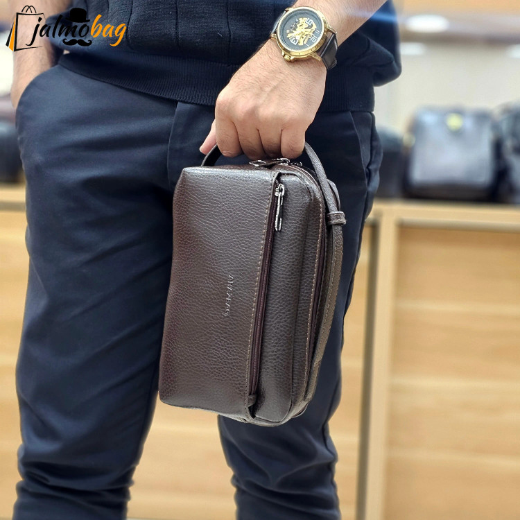 کیف دستی مردانه چرم صنعتی ضد خش شوزبگ دو خانه