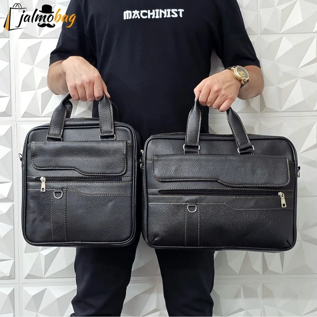 کیف اداری لپتاپی چرمی حلقه دار دو خانه دستی و دوشی