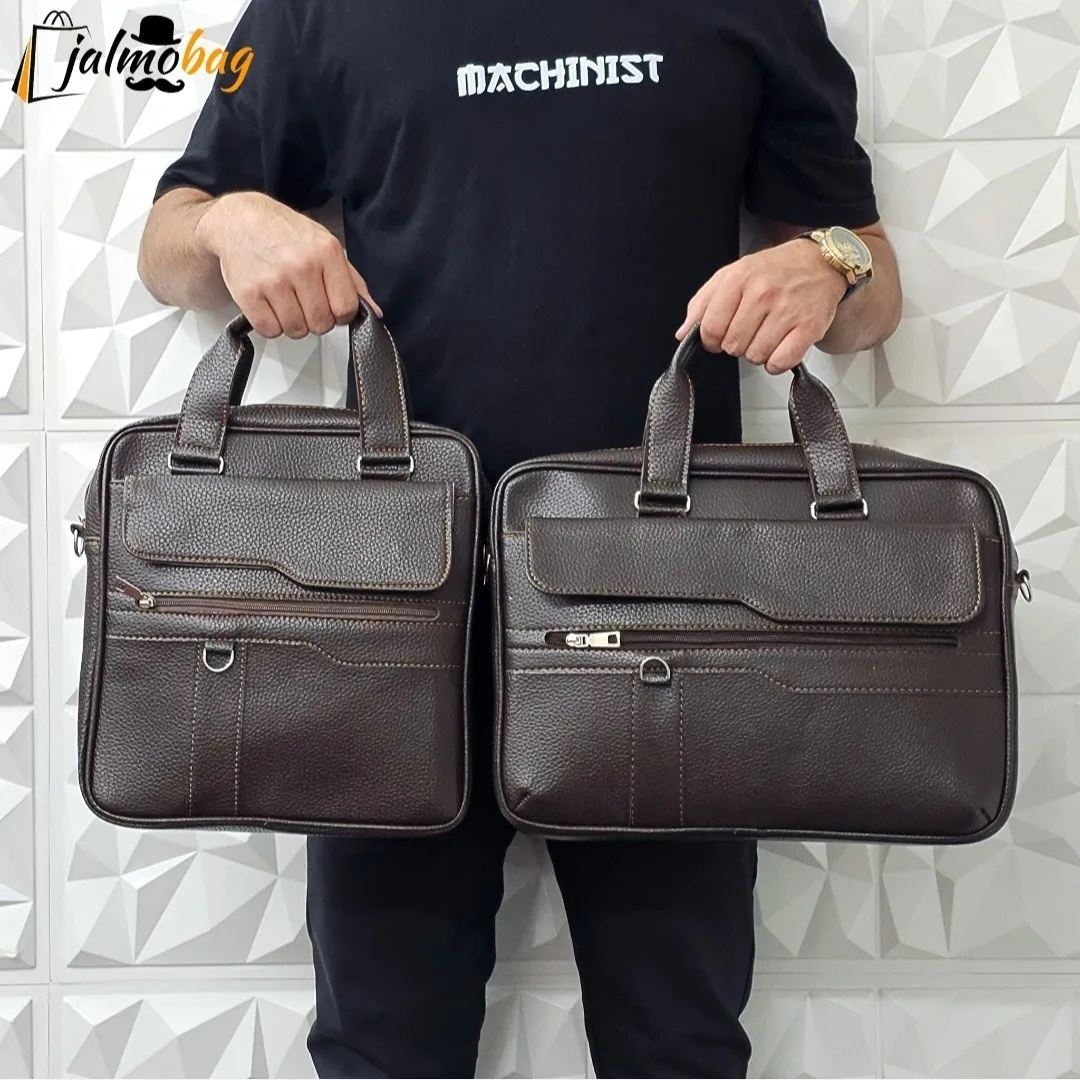 کیف اداری لپتاپی چرمی حلقه دار دو خانه دستی و دوشی