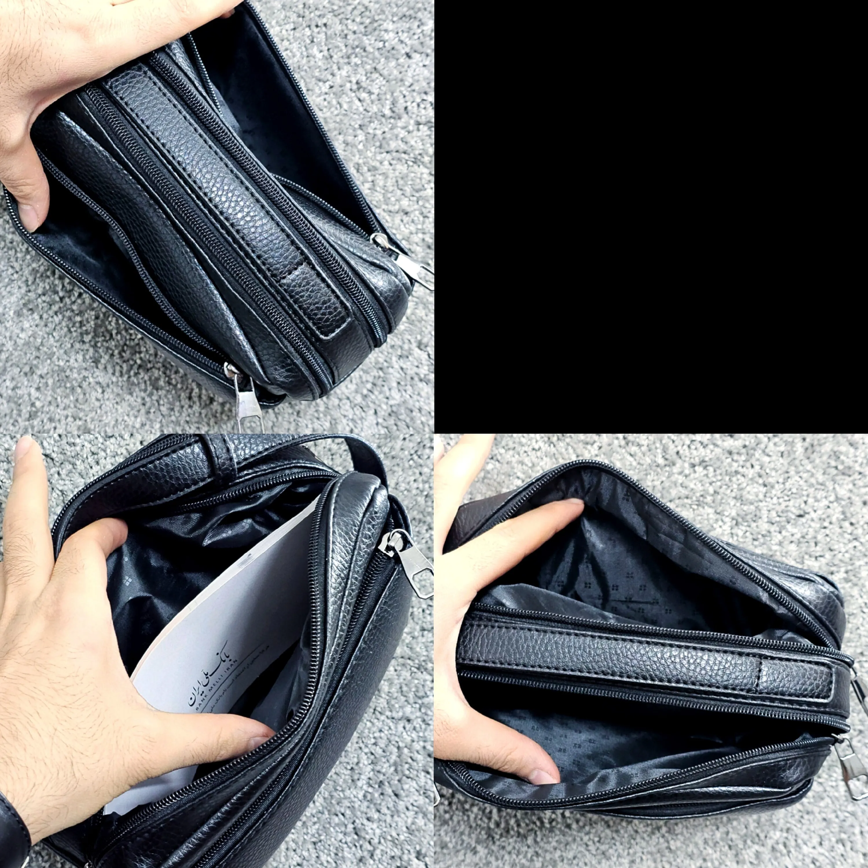 کیف دستی مردانه چرم صنعتی ضد خش دو خانه مدل شوزبگ