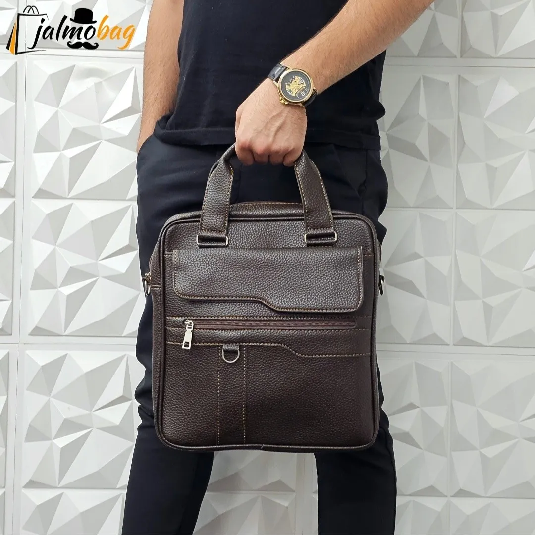 کیف اداری لپتاپی چرمی دستی و دوشی حلقه دار ایستاده