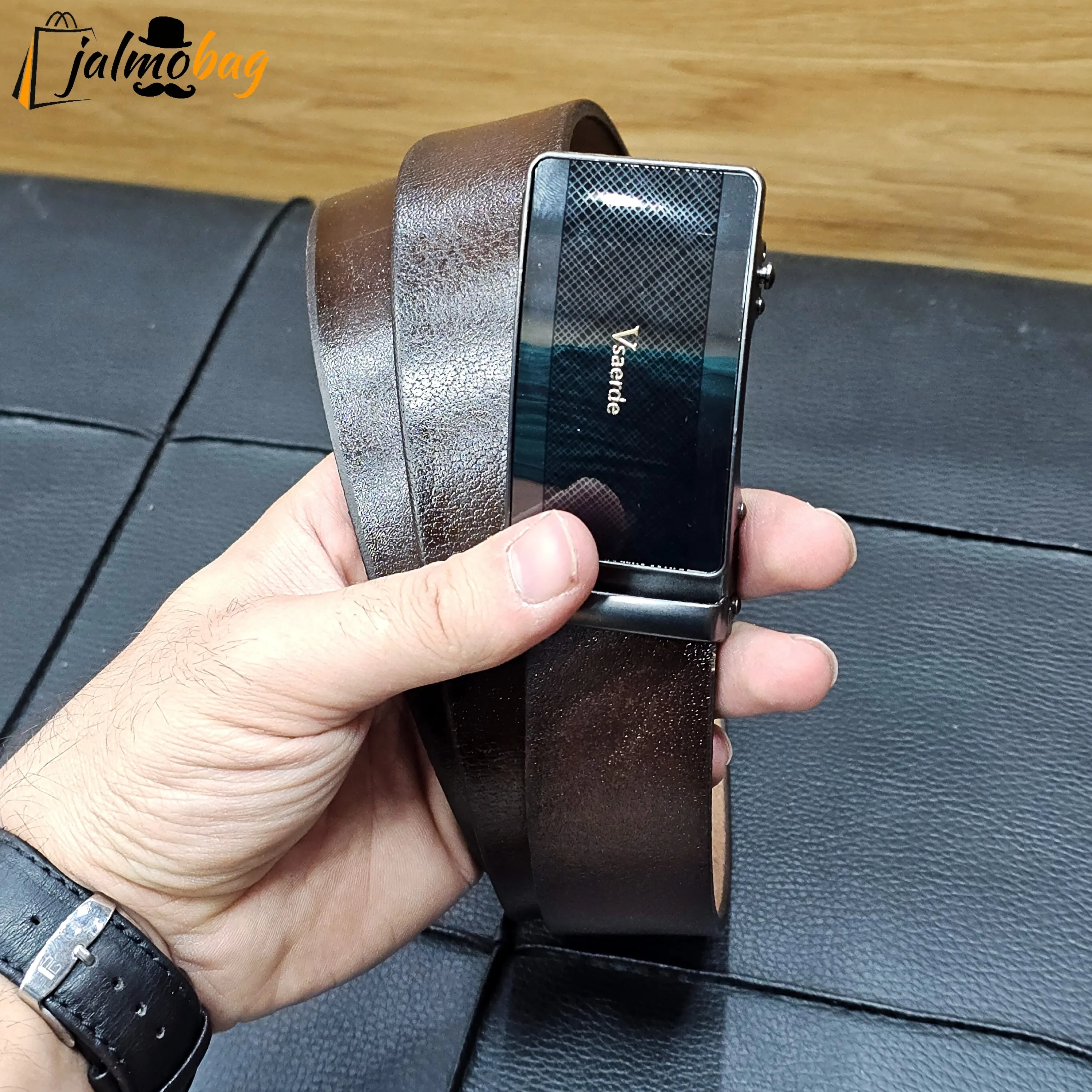 کمربند ریلی چرم طبیعی گاوی 3.5 سانت طول 125 سانتیمتر