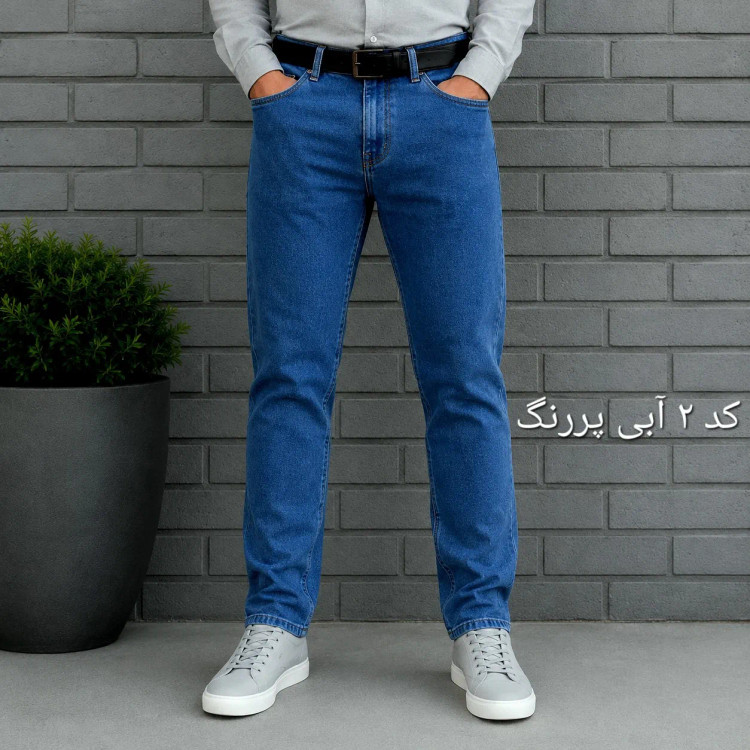 شلوار جین مردانه راسته پنبه فلامنت سایز 40 تا 58