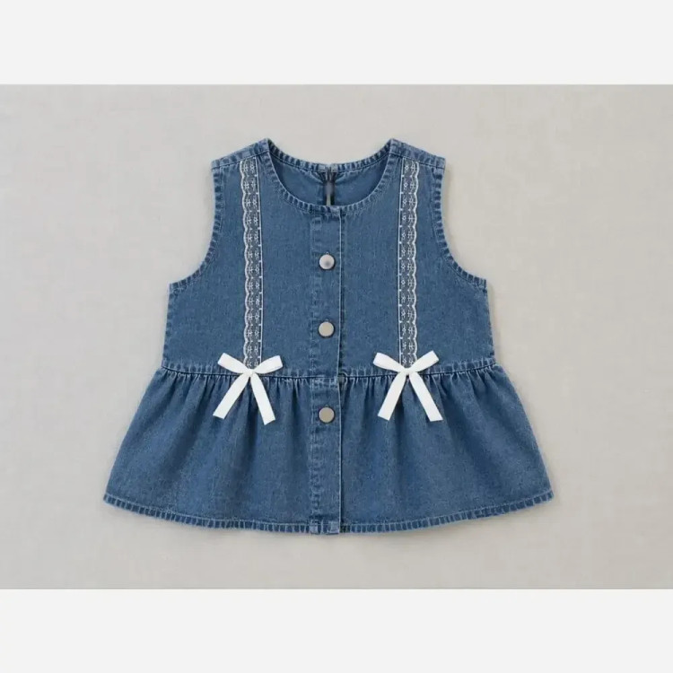 ست سه تیکه دخترانه شومیز و شلوارک جین سایز 45 تا 55