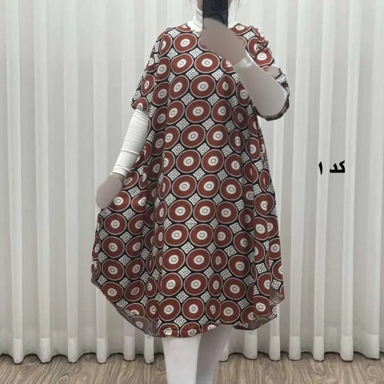 پیراهن ساحلی زنانه نخی آستین کوتاه فری سایز مناسب تا سایز 52 (2)