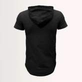 تیشرت کلاه دار مردانه آستین کوتاه یقه گرد طرح ساده مشکی نخ