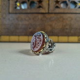 انگشتر مردانه عقیق یمنی با حکاکی یا اباعبدالله جنس نقره روس رنگ ثابت