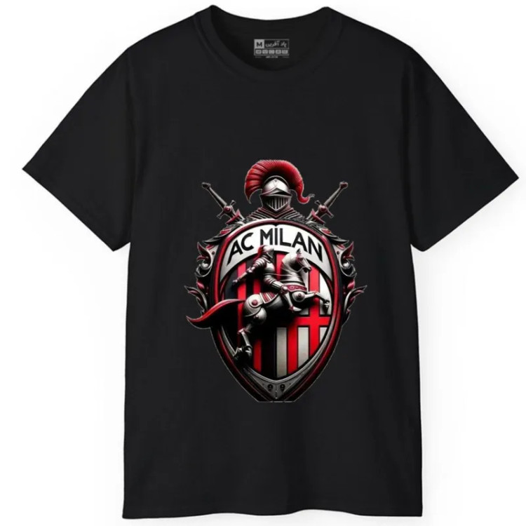تیشرت آستین کوتاه مردانه پاد آفرین مدل فوتبالی آث میلان کد443 جنس نخ پلی استر طرح چاپ