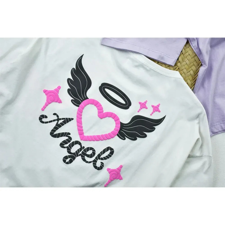 تیشرت زنانه لانگ طرح angel جنس پنبه یقه گرد کد 11773