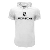 تیشرت کلاه دار مردانه طرح Porsche مدل F8057 مشکی قرمز سفید