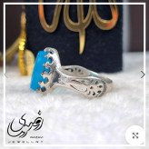 انگشتر نقره زنانه عقیق آبی با حکاکی دست استاد فتح عیار 925