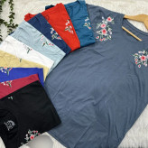 تیشرت زنانه نخ پنبه گلدوزی شده وارداتی کد 1861