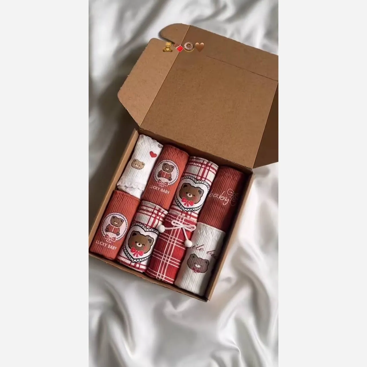 شورت زنانه عروسکی کبریتی نخی طرح تدی پک پنج تایی سایز ایکس لارج
