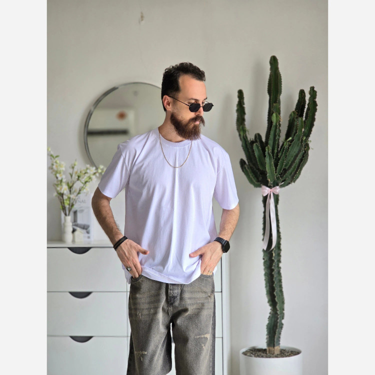 تیشرت مردانه و زنانه آستین کوتاه جنس پنبه سوپر در رنگهای سفید و مشکی سایز XL تا XXXL