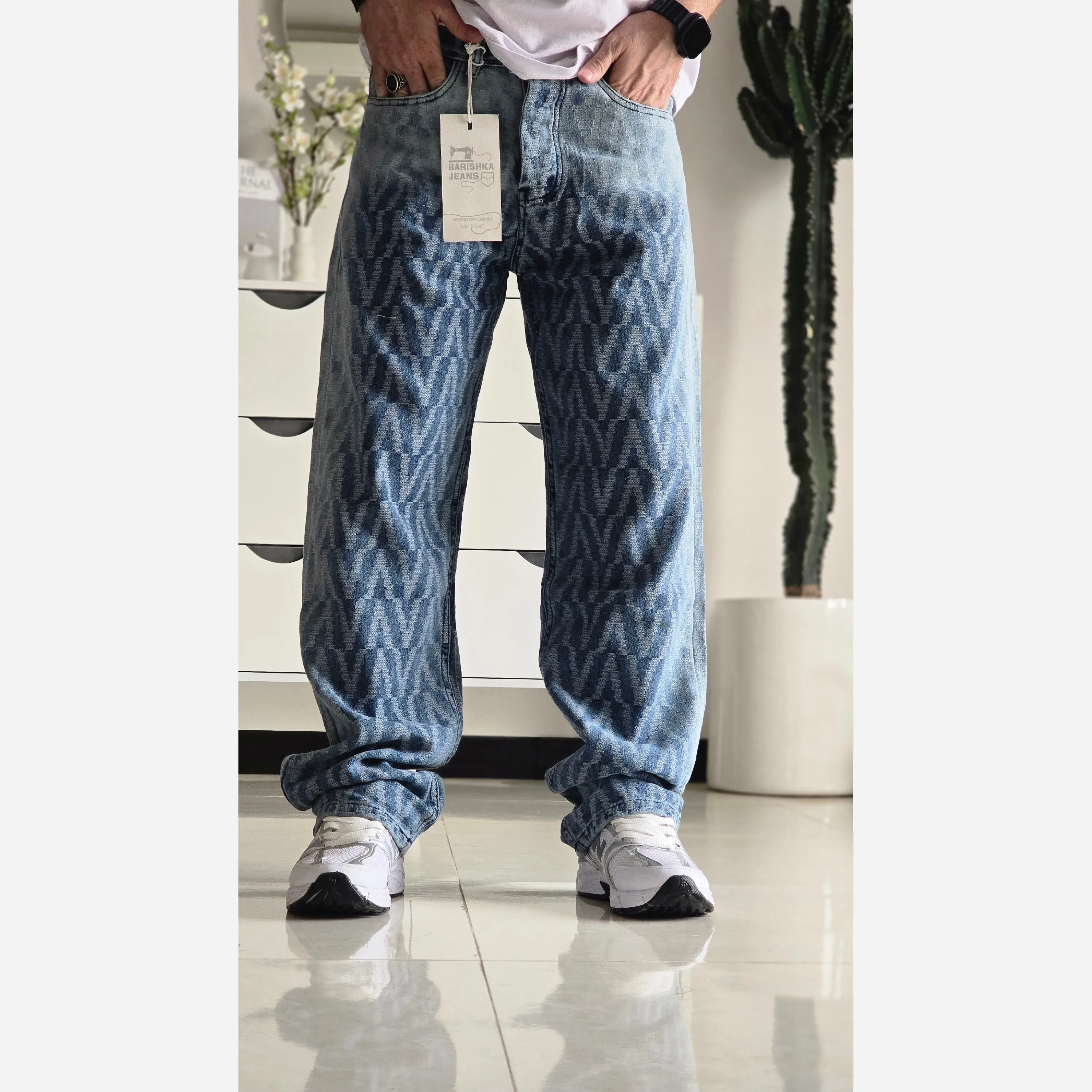 شلوار بگ مردانه پارچه وارداتی رنگ شست کثیف سایز 42 تا 50