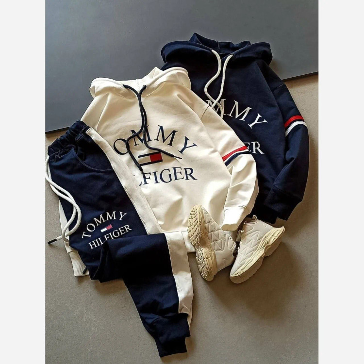 ست هودی و شلوار اسپرت دخترانه و پسرانه دورس پنبه طرح لش سایز 50 تا 70