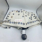 چتر اتوماتیک برند چنل CHANEL ضد باد با پارچه نانو و جعبه کادویی رنگ کرم نخودی
