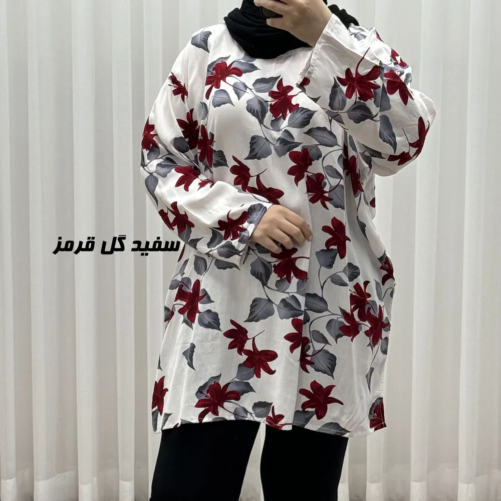 تونیک نخی زنانه طرحدار فری سایز مناسب تا سایز 52 (2)