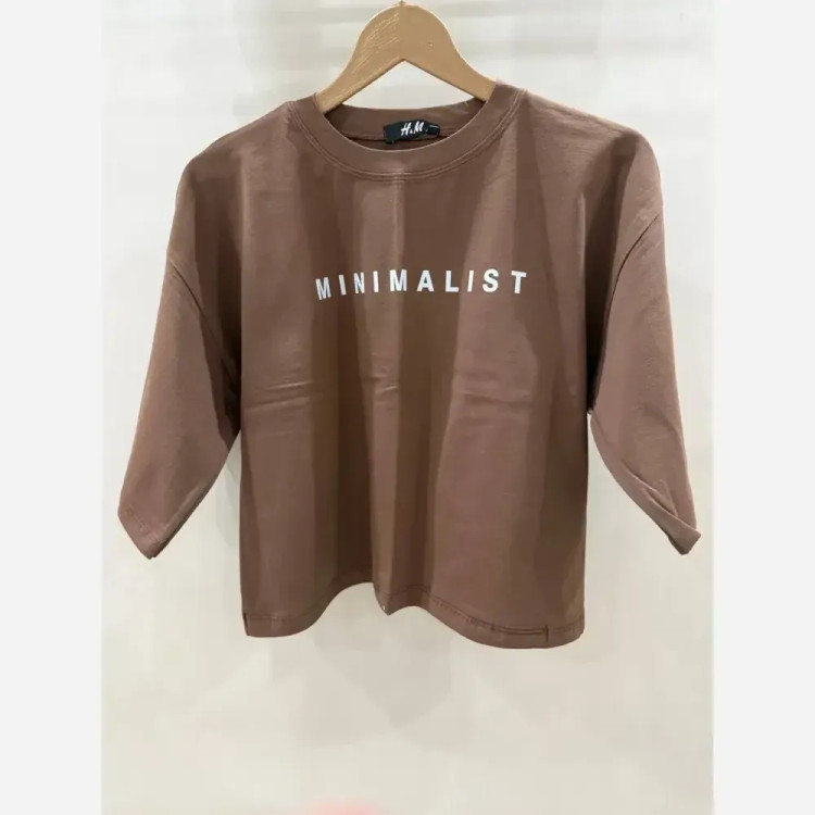 تیشرت کراپ زنانه سبز پاستلی طرح MINIMALIST مدل لش آزاد