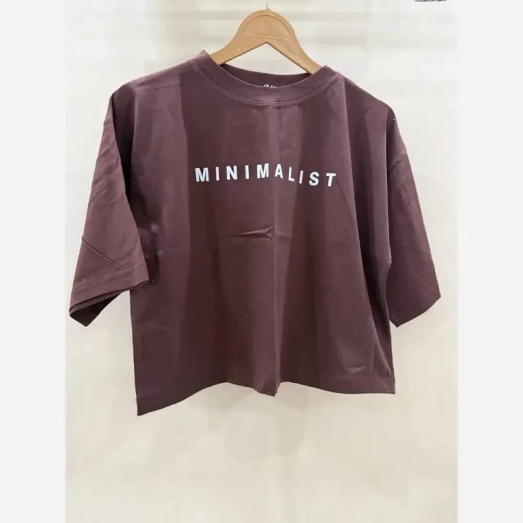 تیشرت کراپ زنانه سبز پاستلی طرح MINIMALIST مدل لش آزاد