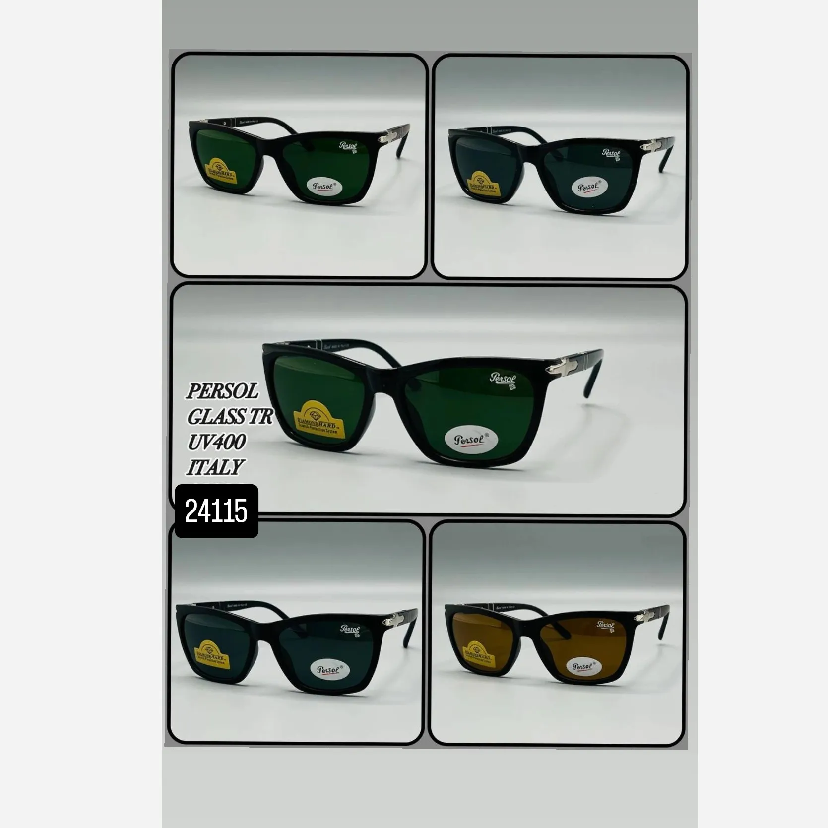 عینک آفتابی پرسول شیشه سنگ persol  ایتالیا دسته فنر دارای آنتی رفلکس کد 24115