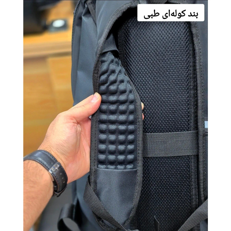 کوله پشتی اسپرت پارچه دیبا خارجی سه محفظه با جای لپ تاپ و پورت USB
