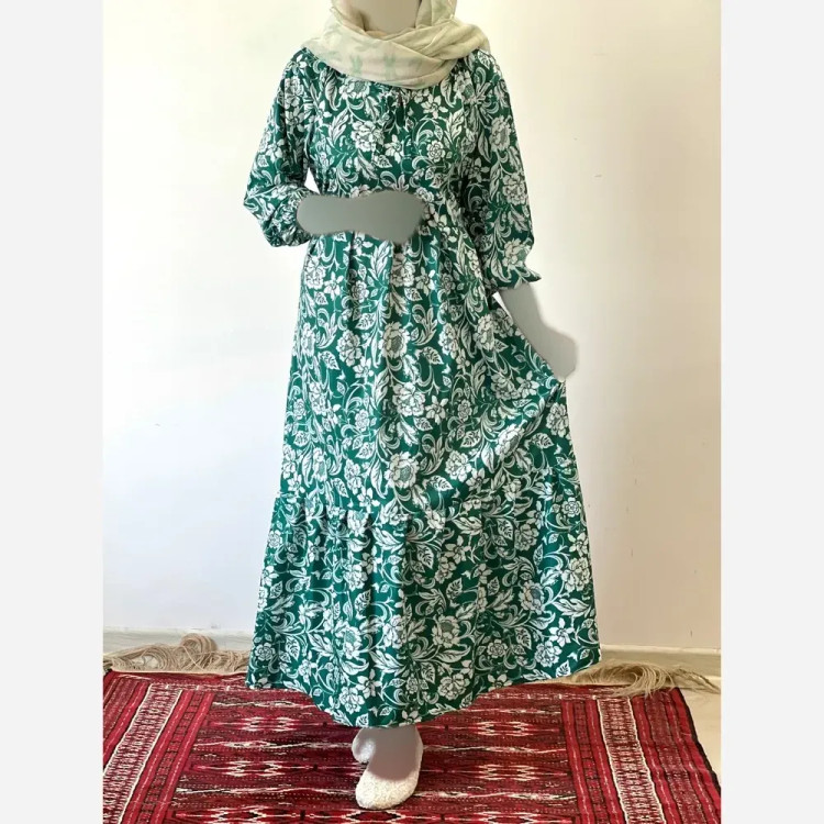 پیراهن ساحلی زنانه جنس فلور بوگاتی فری سایز قد 135 (2)