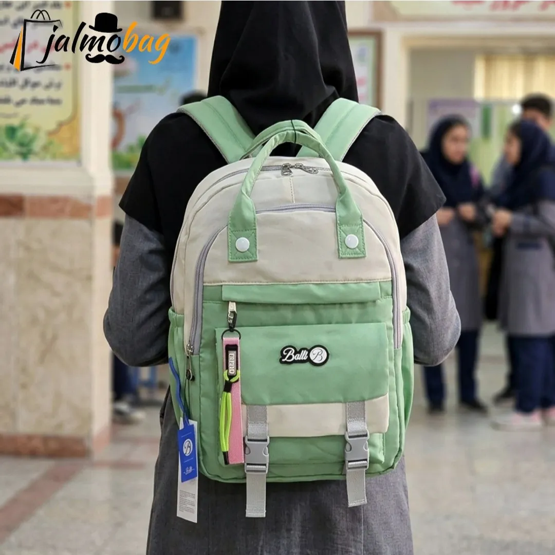 کوله پشتی مدرسه رنگی ضد آب مناسب دبستان و راهنمایی ارتفاع 40 سانتیمتر