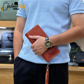 کیف دسته چک چرم طبیعی گاوی مردانه با جای کارت و موبایل