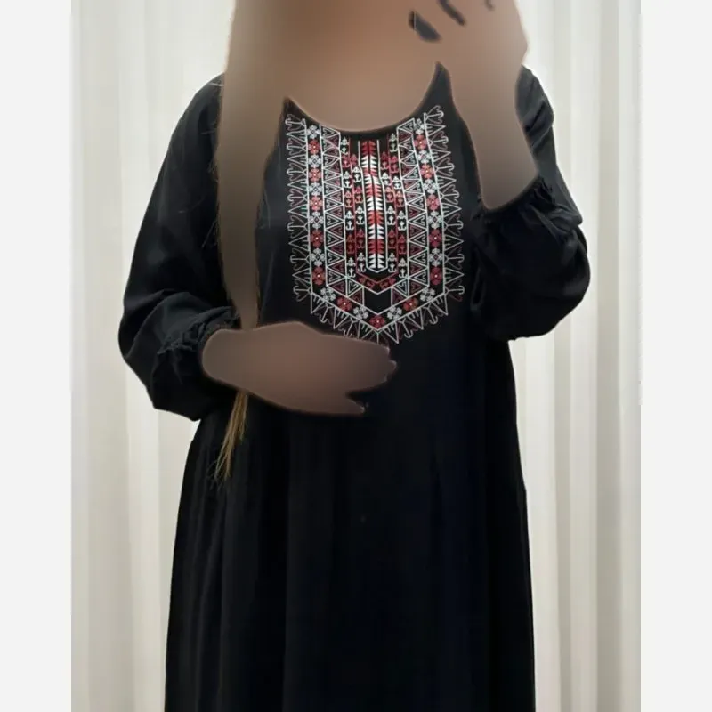 ساحلی نخی چاپ آیدا تک چین مشکی فری سایز (2)